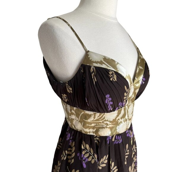 OC Silk Party Cocktail Dress Size 10 Brown Purple Gold Sleeveless - Picture 7 of 10